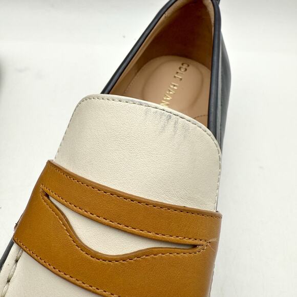 Cole Haan Womens Stassi Penny Loafer US 6.5 B EU 37 Navy Ivory Leather NWOB - Picture 13 of 13